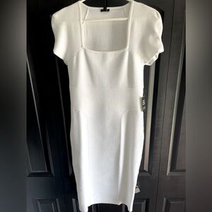 White knit midi dress